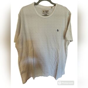 XL Men's Penguin Tee white blue Polk a dot